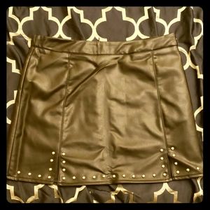 Black Leatherette A Line Skirt